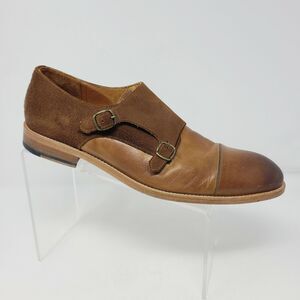 Men’s Millburn Double Monk Strap Dress Shoes 11 M Brown Suede and Leather Italy